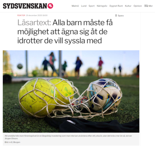 Alla barn måste få möjlighet att ägna sig åt de idrotter de vill syssla med