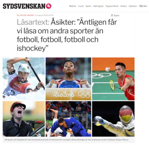 Äntligen får vi läsa om andra sporter än fotboll, fotboll, fotboll och ishockey