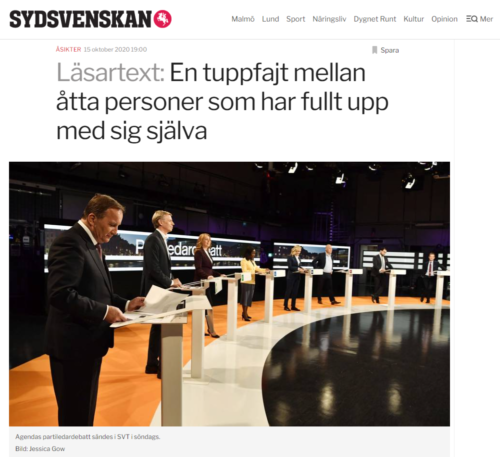 En tuppfajt mellan åtta personer som har fullt upp med sig själv