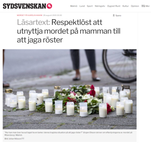 Respektlöst att utnyttja mordet på mamman till att jaga röster